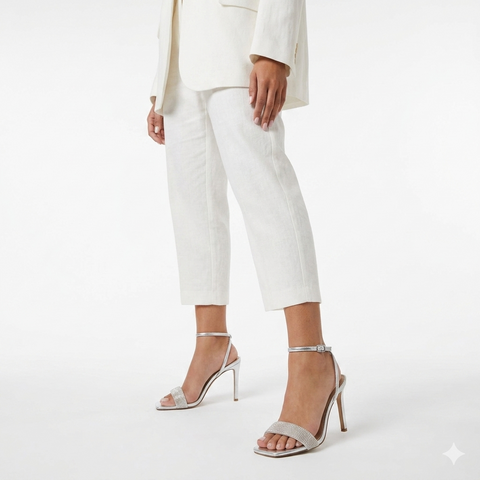 Steve Madden Women’s Silver Rhinestone Strap Square Toe Heel Sandals | Steve Madden in Lebanon