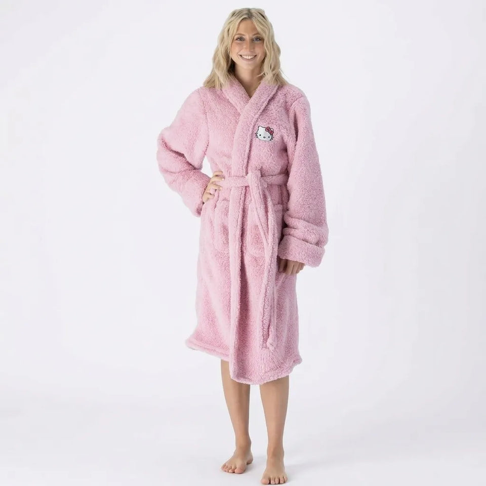 Hello Kitty Women's Pink Sherpa Fleece Sleep Robe