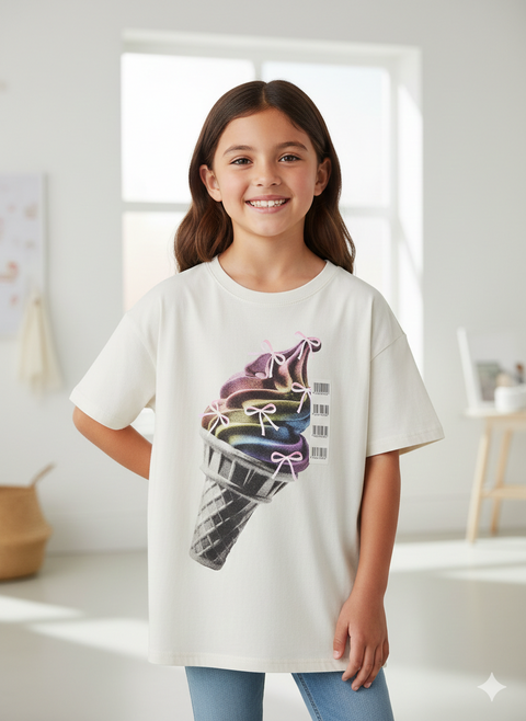 Cat & Jack Girls' Ice Cream Cone Oversized Graphic T-Shirt | Cat & Jack in Lebanon