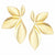 A pair of gold-toned stud earrings shaped like stylized leaves or petals, shown on a plain white background.