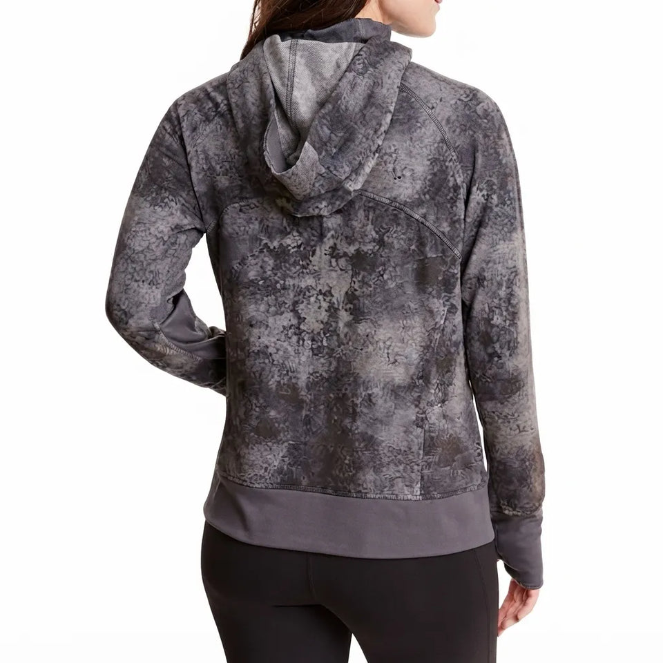 Danskin Women's Gray Double Collar Full Zip Hooded Jacket