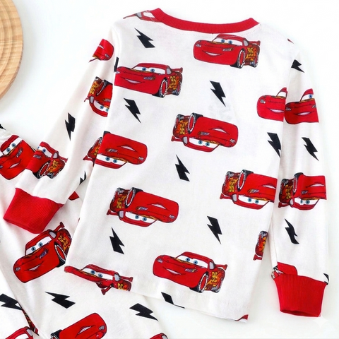 Disney Boy's White & Red Pack Of 2 Cars Printed Long Sleeve Pajama Tops | Disney In Lebanon
