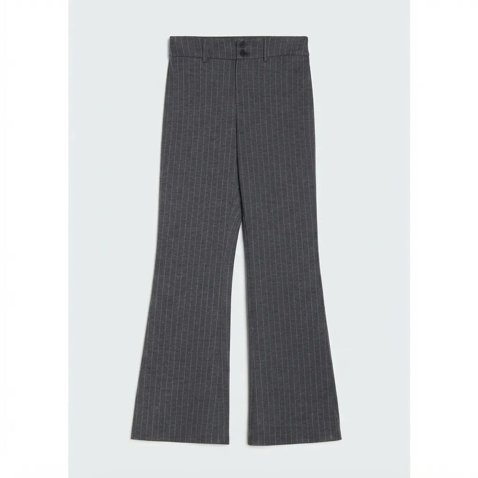 Sinsay Women's Charcoal Gray Pinstripe Bootcut Trousers