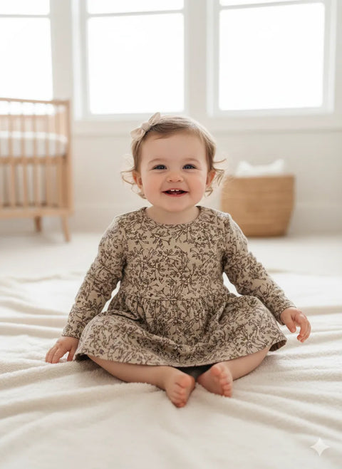 POMPdeLUX Baby Girl Multicolor Long-Sleeve Dress | POMPdeLUX in Lebanon