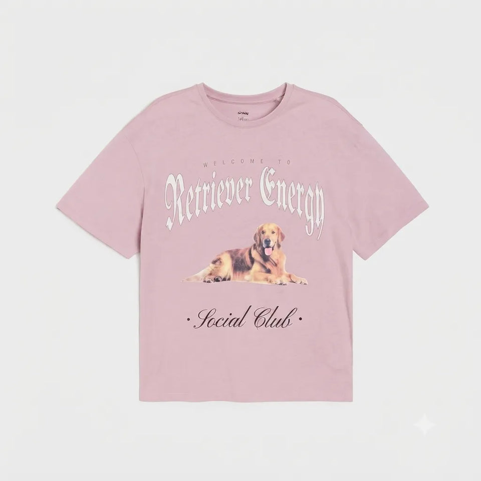 Sinsay Girl's Dusty Purple Printed Crew Neck T-Shirt