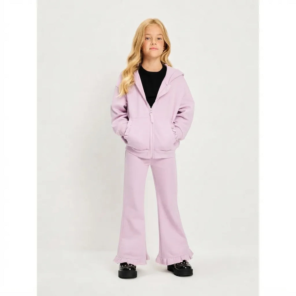 Sinsay Girl's Lilac Zip-up Hoodie & Flared Bottom Set
