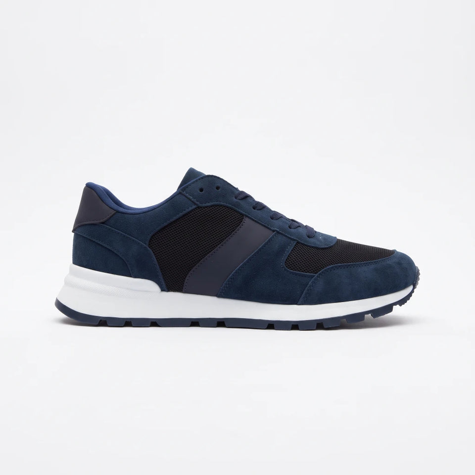 Yaya by Hotiç Men's Navy Blue & Black Suede Panel Lace-Up Sneakers