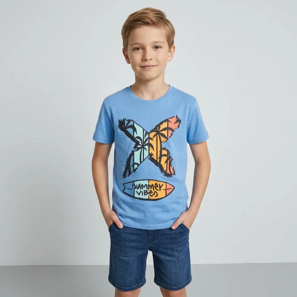 Sinsay Boy's Blue "Summer Vibes" Printed T-Shirt