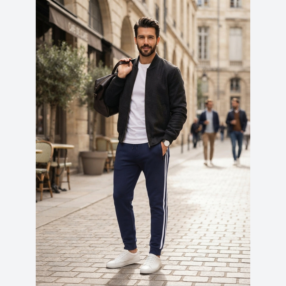 Galaxy By Harvic Men's Navy Side-Stripe Athletic Sweatpants