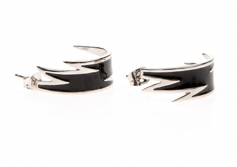 DSQUARED2 Women's Designer Black & Silver Hoop Earrings | DSQUARED2 in Lebanon