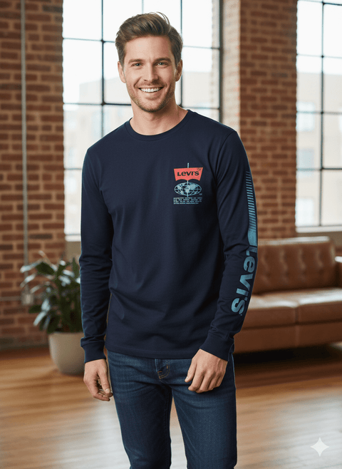 Levi's Men's Navy Blue Crew Neck Sweater | Levi's In Lebanon