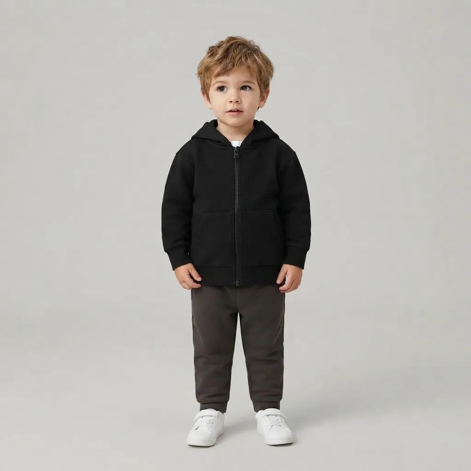Sinsay Boy's Black Kangaroo Pocket Hooded Jacket