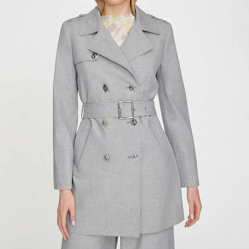 Calvin Klein Women's Gray Double Breasted Trench Coat