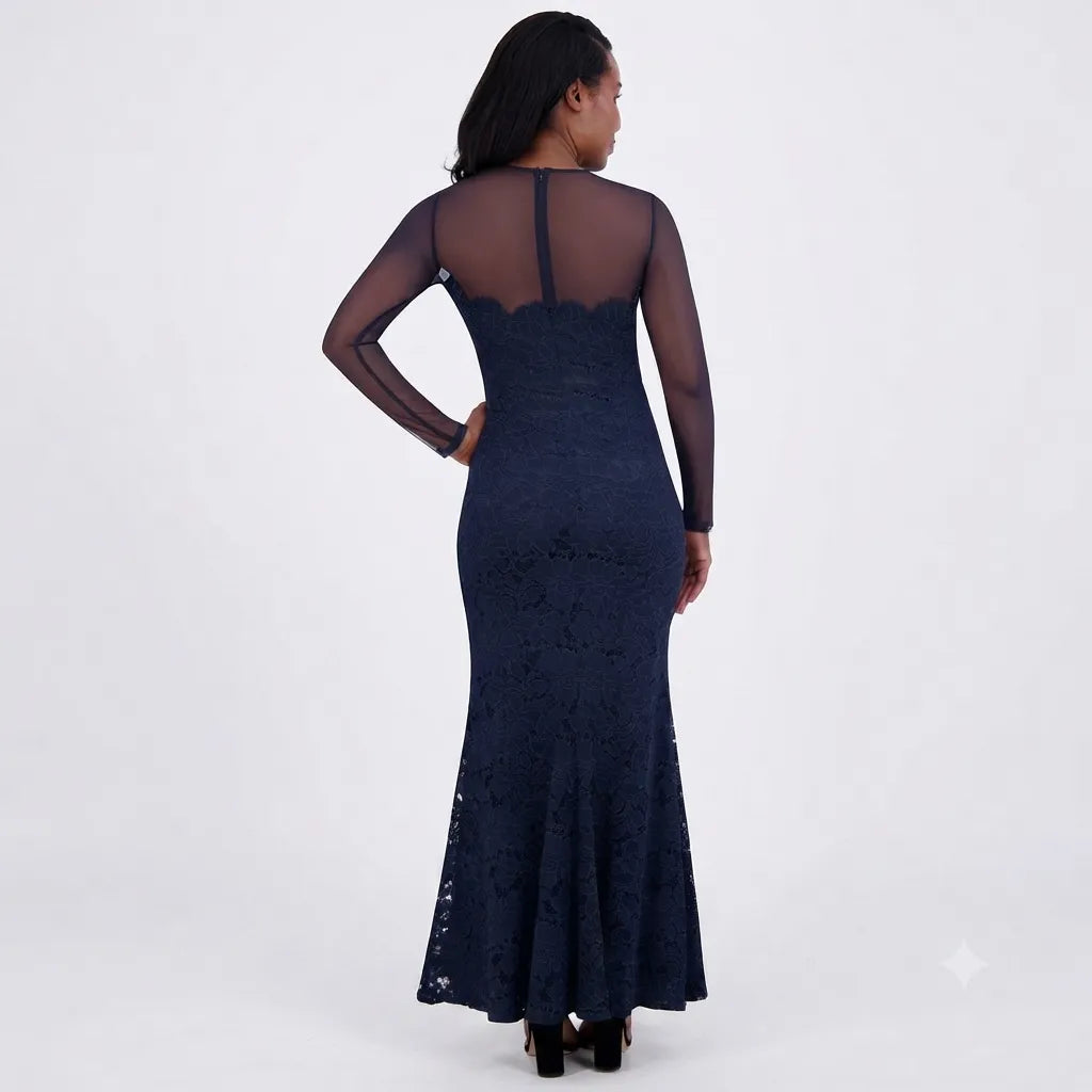 Eliza J Women's Navy Embroidered Illusion-Sleeve Dress