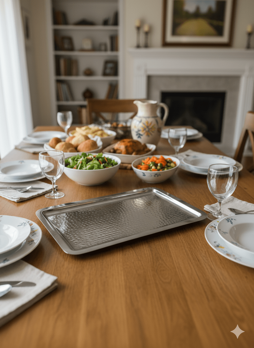 Lucky Tiger Stainless Steel Rectangular Serving Tray(SO-783-C)