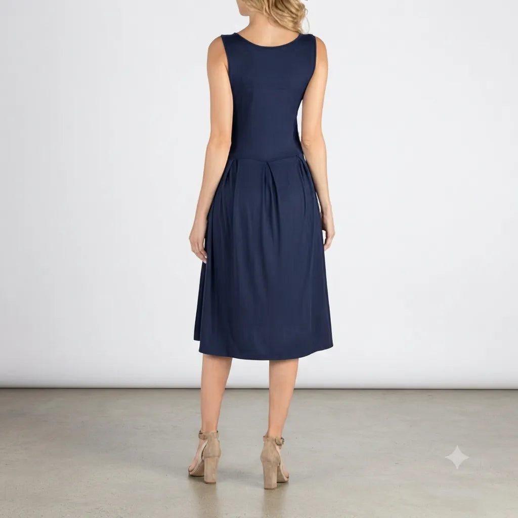 24 Seven  Women's Navy V Neck Sleeveless  Dress