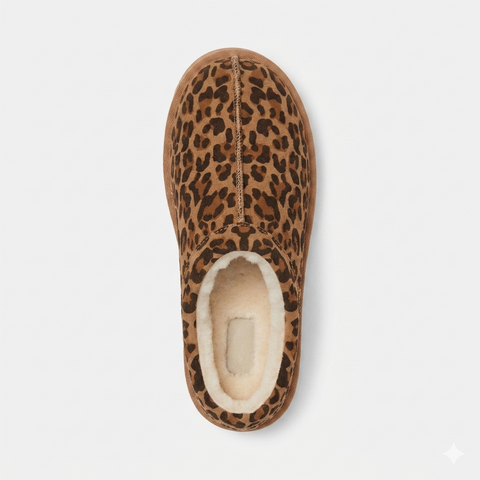 Auden Women's Brown Animal Printed Kaya Genuine Suede Clog Slippers|Auden In Lebanon