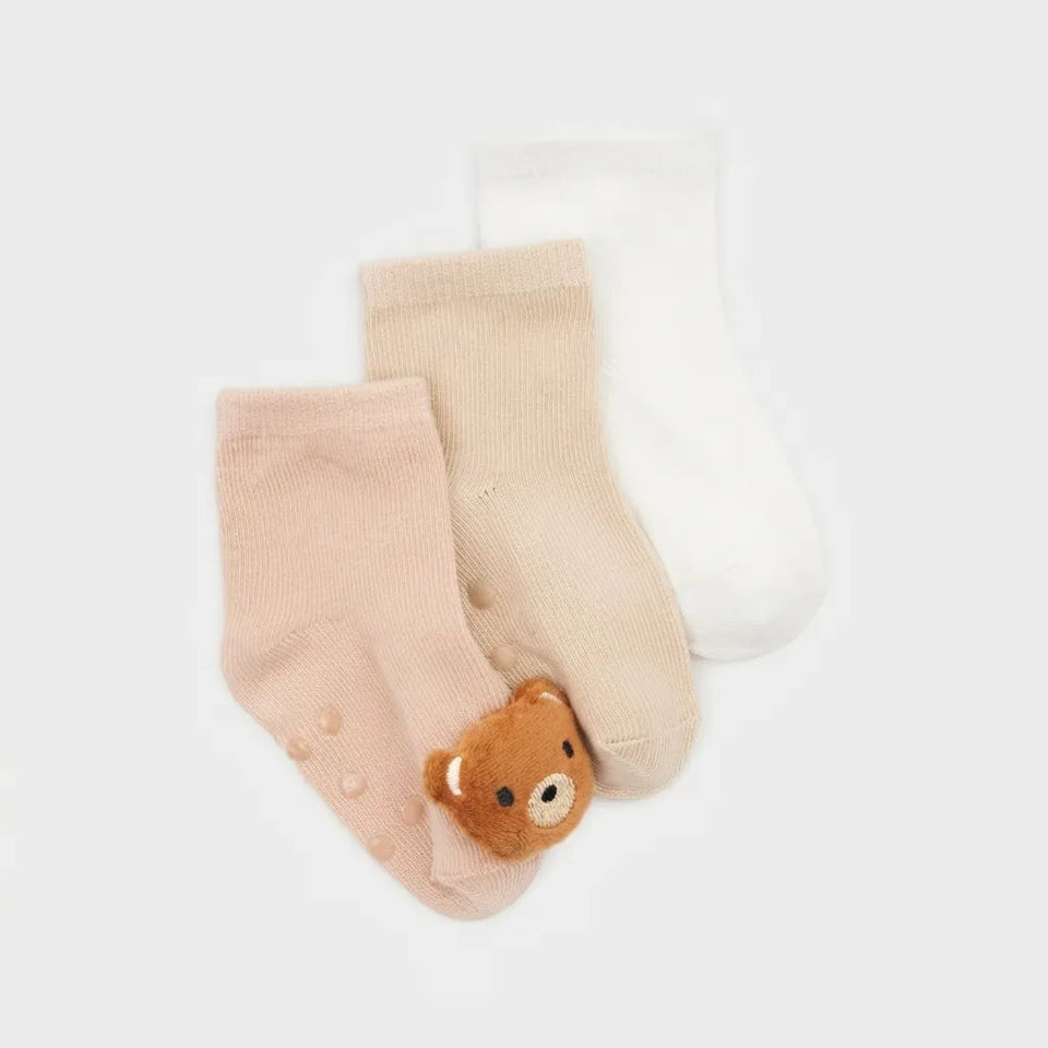 Sinsay Baby Girl's Multicolor Anti-Slip Socks With 3D Application 3 Pack