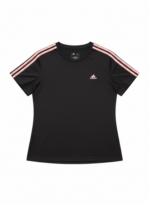 Adidas Women's Black & Pink Striped Performance T-Shirt | Adidas in Lebanon
