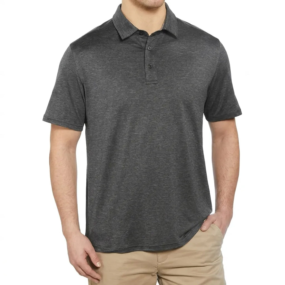 G.H. Bass & Co. Men's Dark Gray Short Sleeve Cooling Stretch UPF 50 Polo