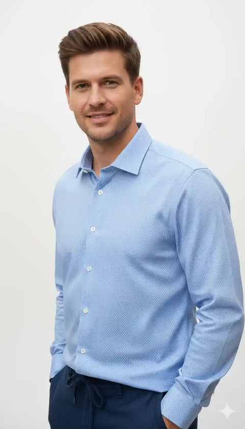 Tommy Hilfiger Men's Blue Printed Long Sleeve Shirt | Tommy Hilfiger In Lebanon