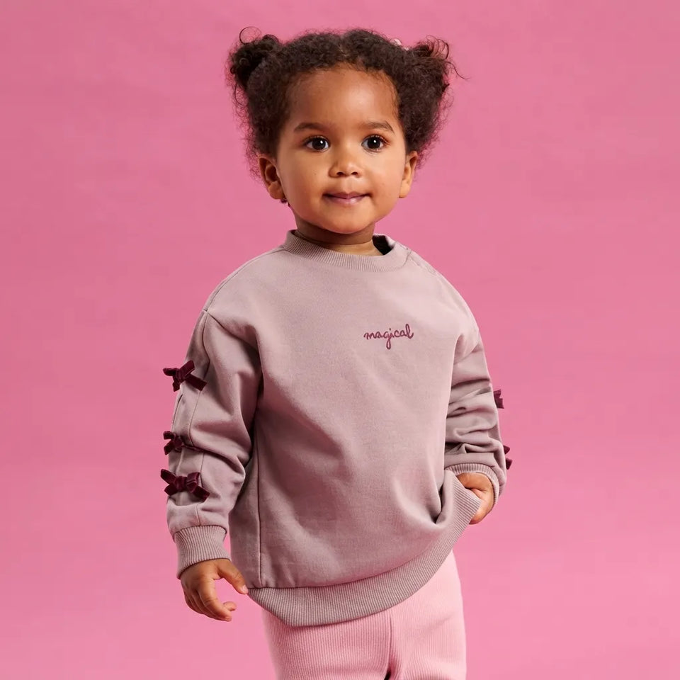 Sinsay Baby Girl's Dusty Purple Bow on Sleeves Sweatshirt