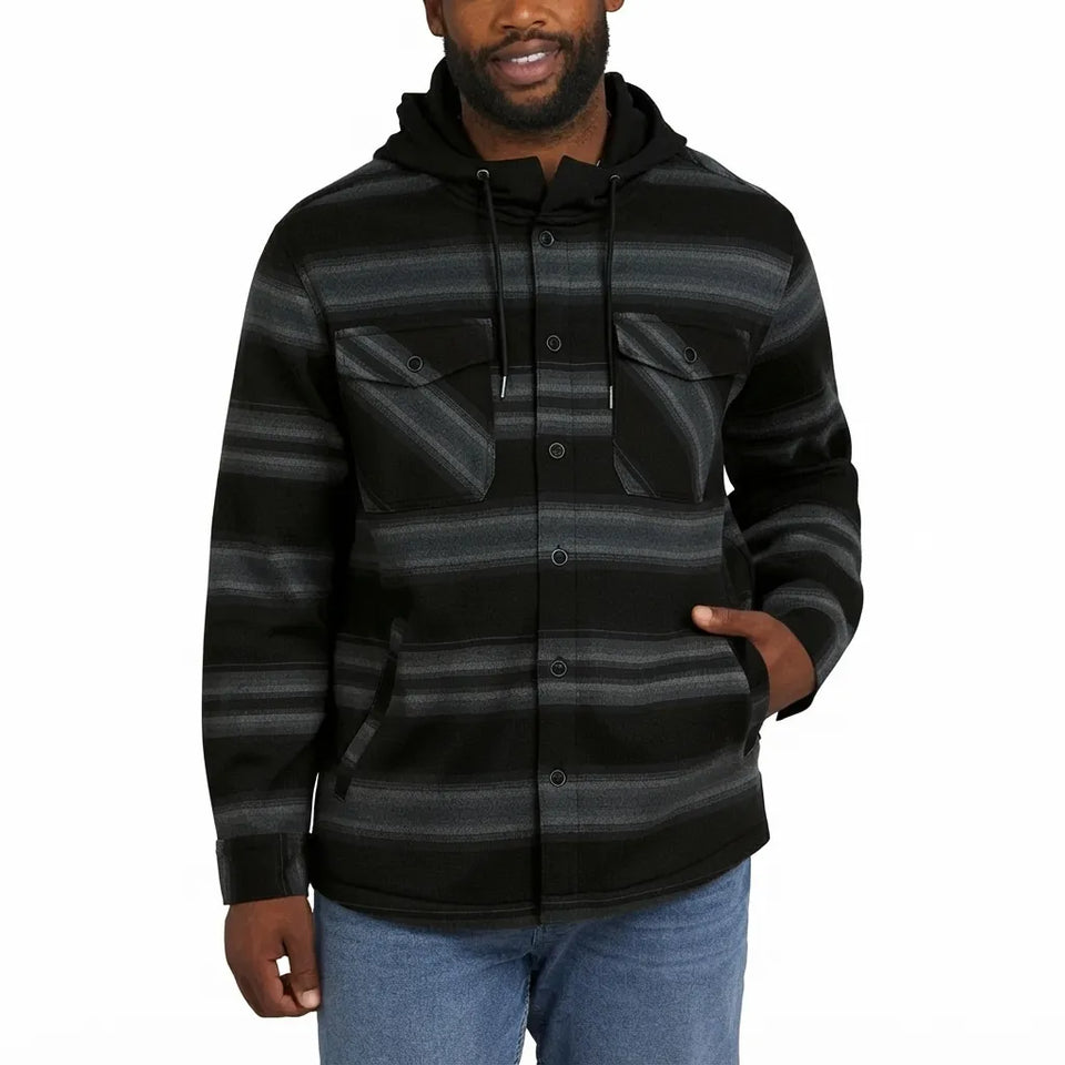 Quiksilver Men's Black & Gray Hooded Overshirt