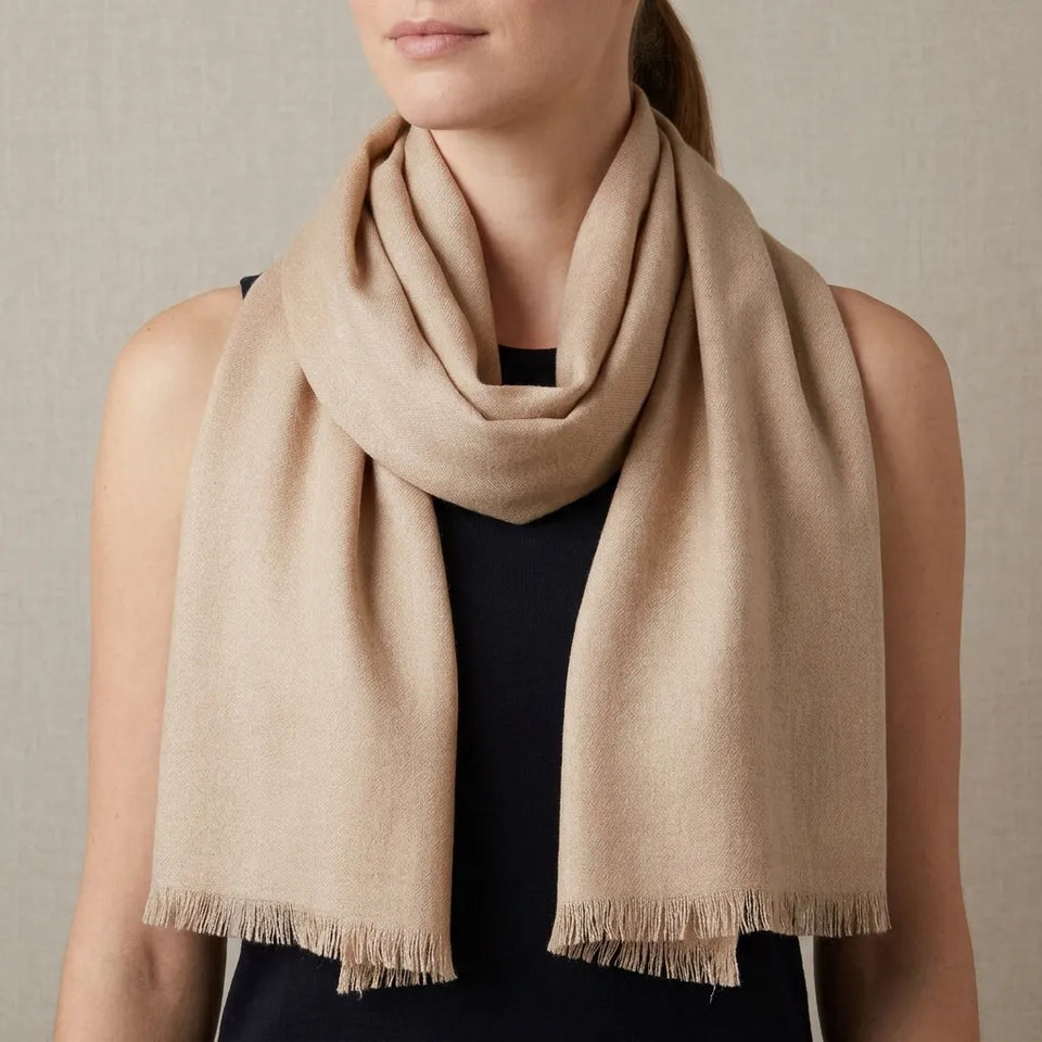 Calvin Klein Women's Tan Solid Satin Feel Pashmina Fashion Scarf