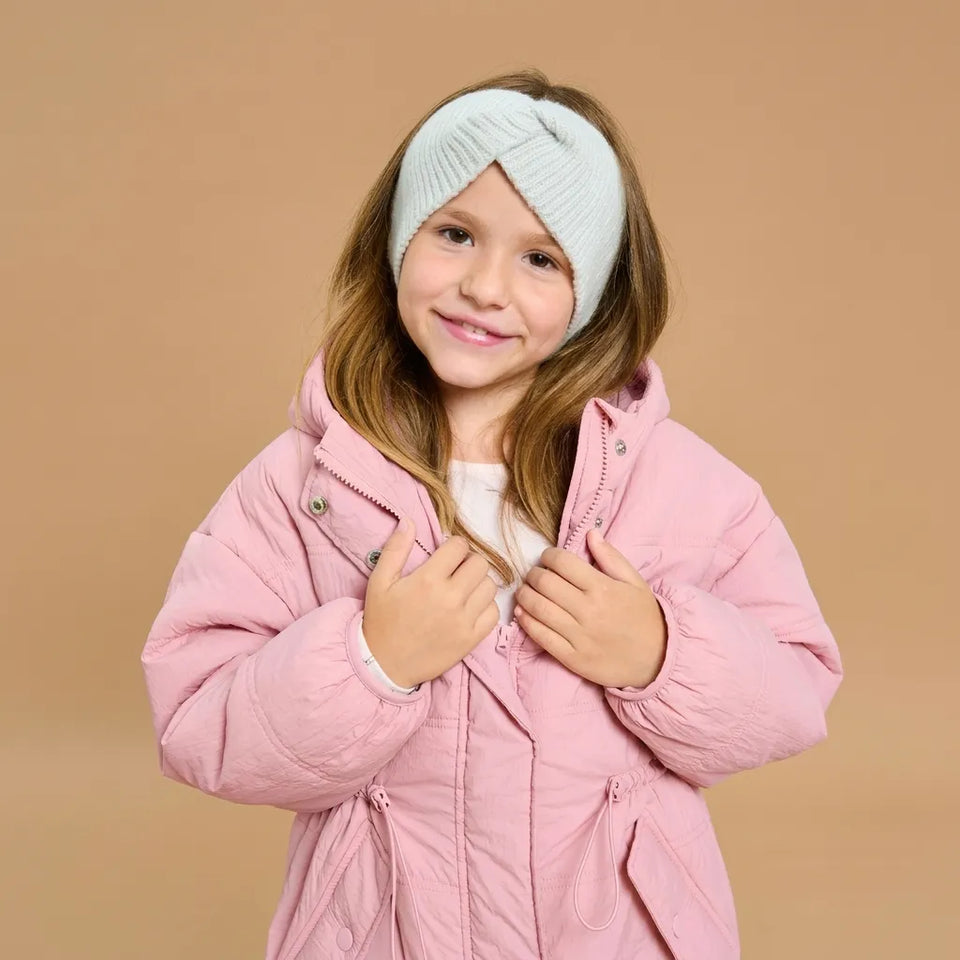 Sinsay Girl's Light Grey Ribbed Knit Twisted Headband
