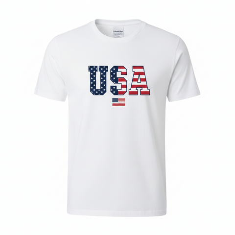 UrbanEdge Men’s White USA Flag  T-shirt| UrbanEdge in Lebanon