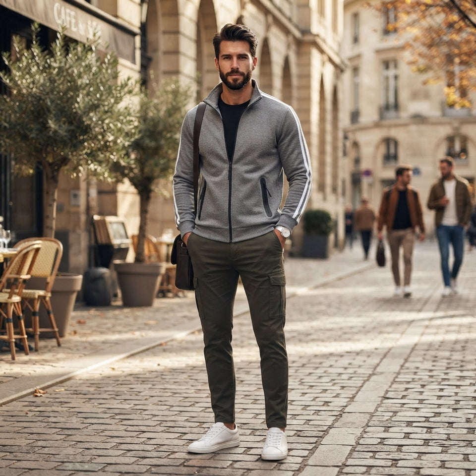 Galaxy By Harvic Men's Dark Grey Active Athletic Zip-Up Track Jacket