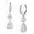 A pair of silver drop earrings with clear gemstones, featuring a marquise-cut stone and round-cut stones, shown on a plain white background.