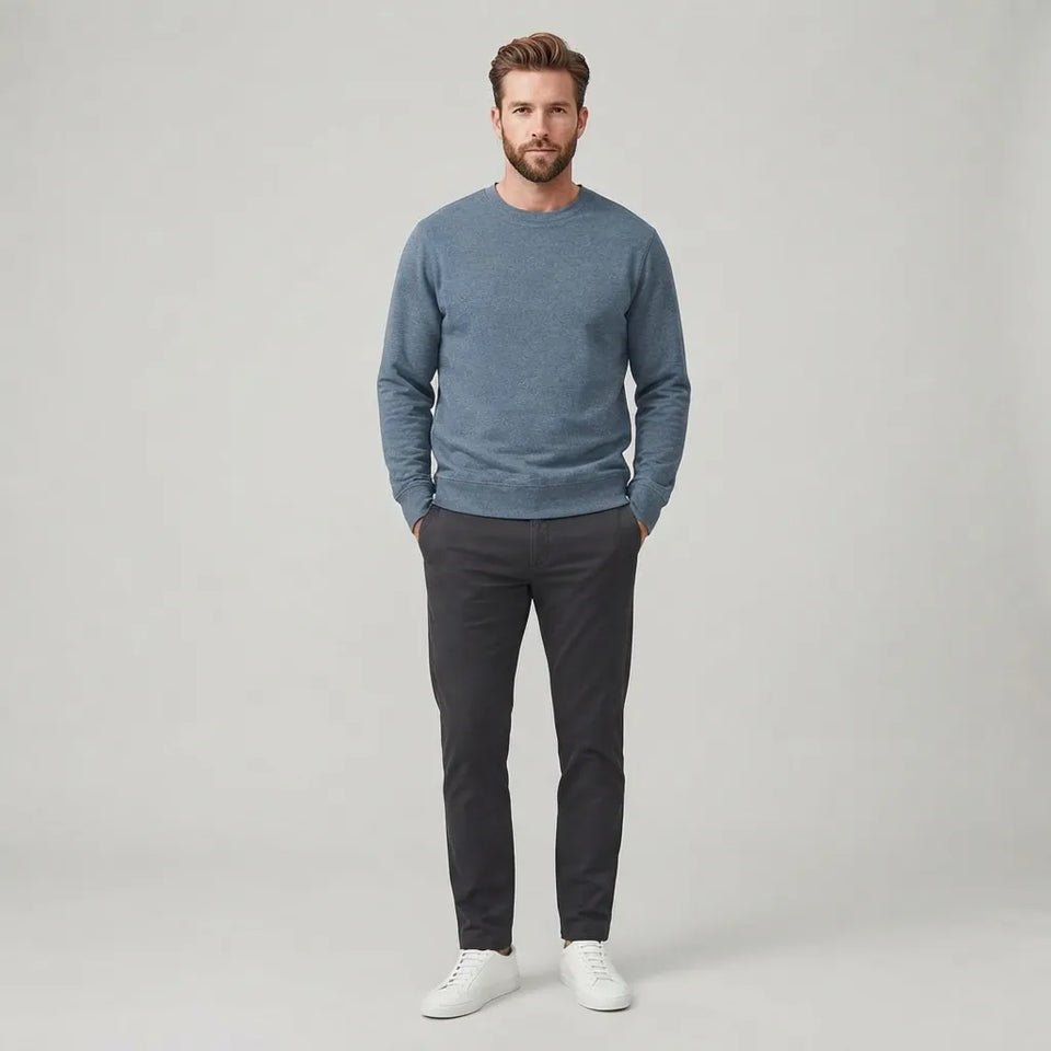 Sinsay Men's Blue Crew Neck Sweatshirt