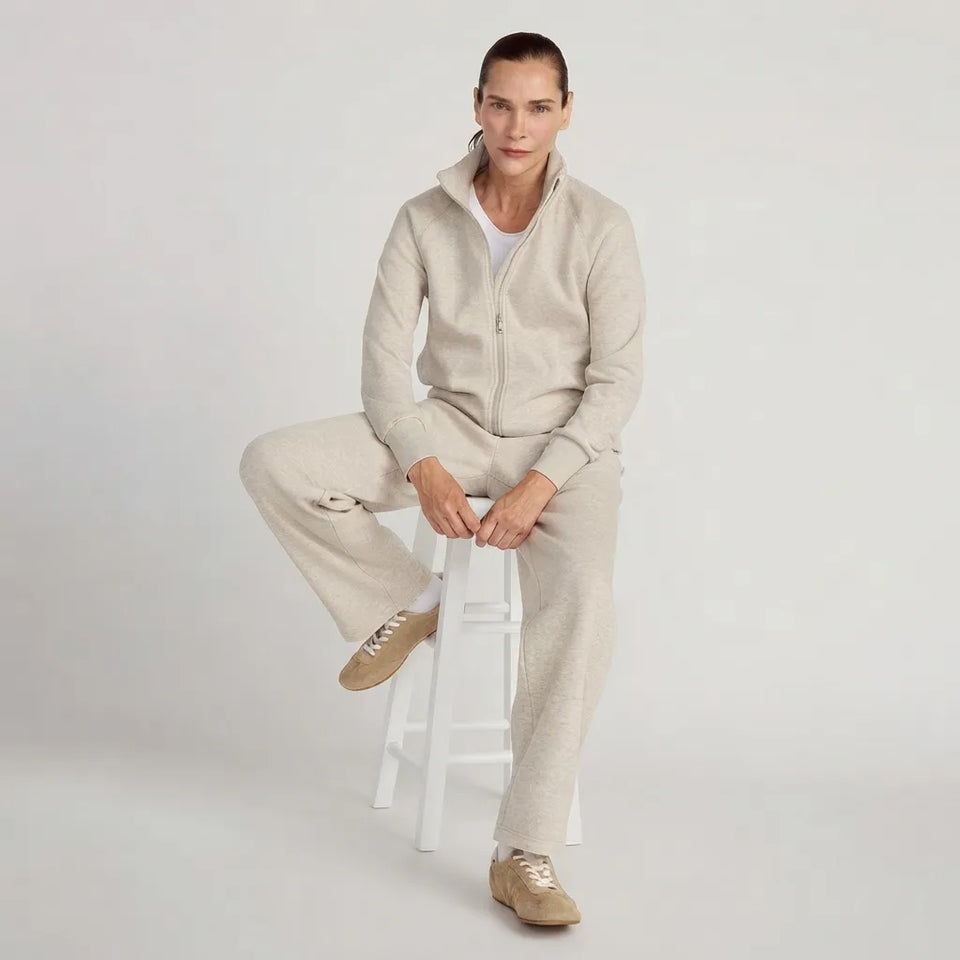Mondetta Women's Beige The Soft Luxe Organic Cotton Full Zip Jacket