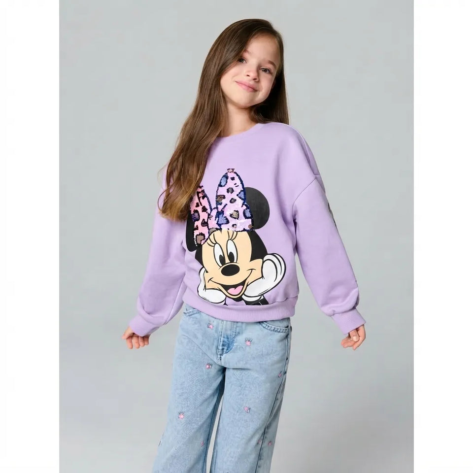 Sinsay Girl's Lavender Mini Mouse Sequined Sweatshirt
