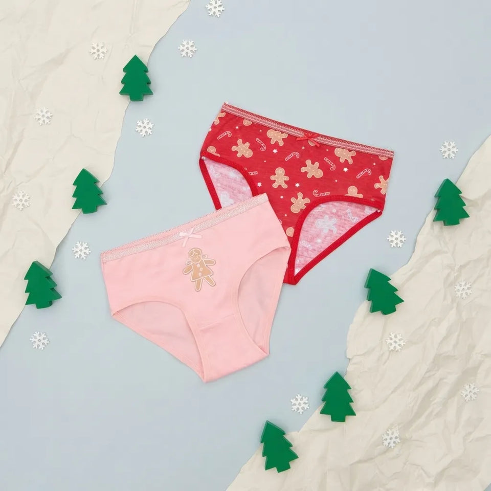 Sinsay Girl's Pink/Red 2-pack Holiday Motif Briefs