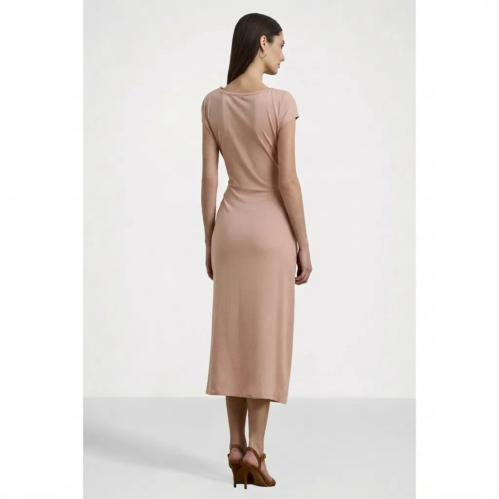 Lauren Ralph Lauren Women's Dusty Rose Tie-Front Jersey Midi Dress