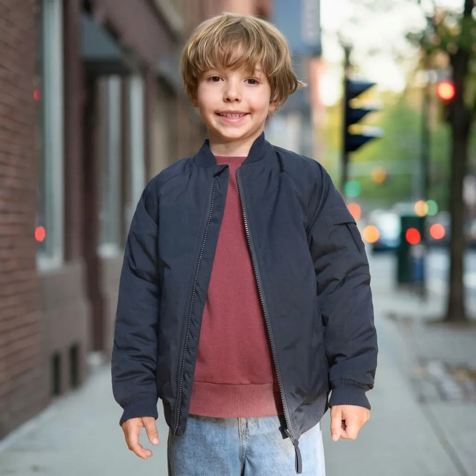 Sinsay Boy's Navy Bomber Jacket With A Front Zipper