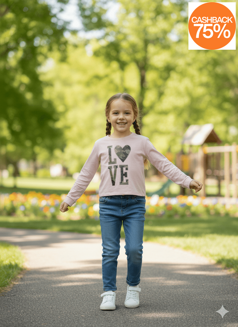 Epic Threads Girl's Light Pink Love Printed Sweatshirt |Epic Threads In Lebanon