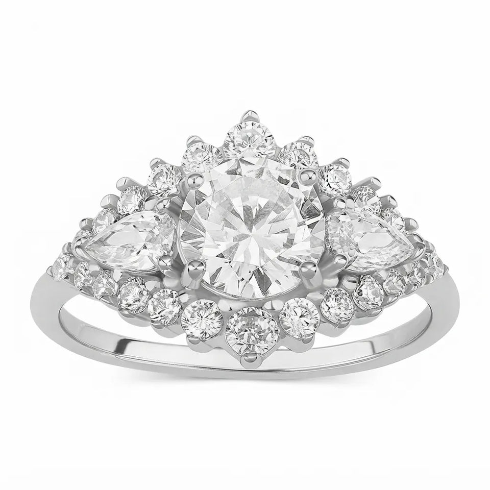 Giani Bernini Women's Sterling Silver Cubic Zirconia Halo Cluster Ring