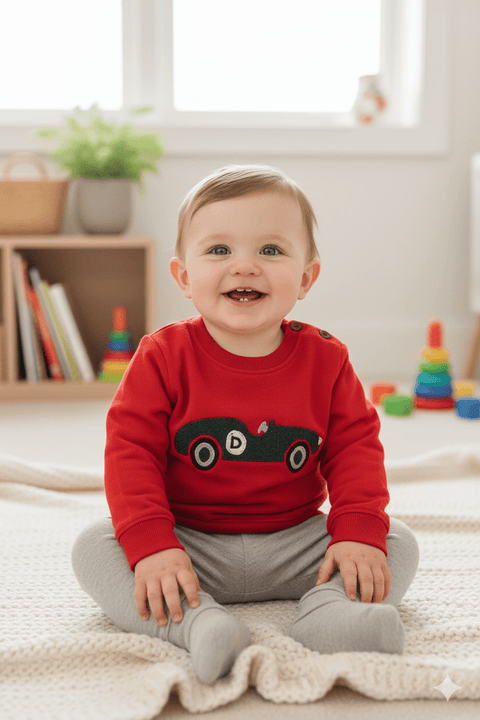 Boboli Baby Boy's Red Long-Sleeve Sweatshirt | Boboli in Lebanon