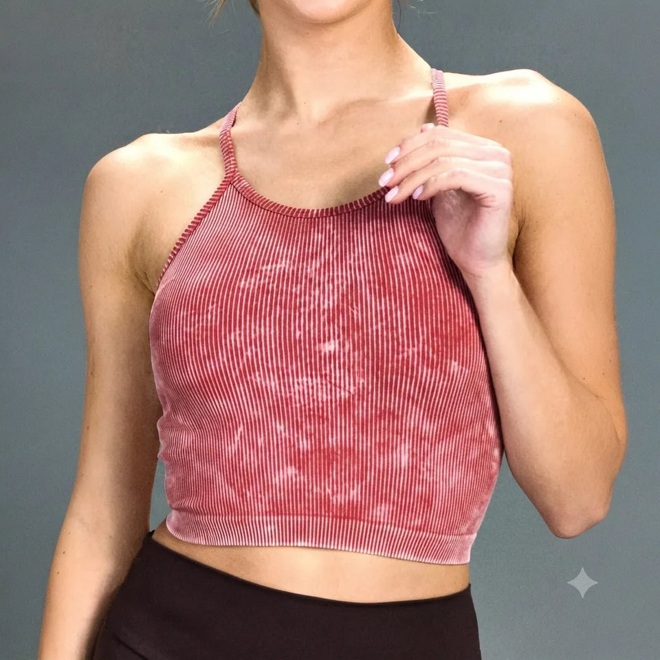 Sinsay Women's Red Ribbed Sport Crop Top