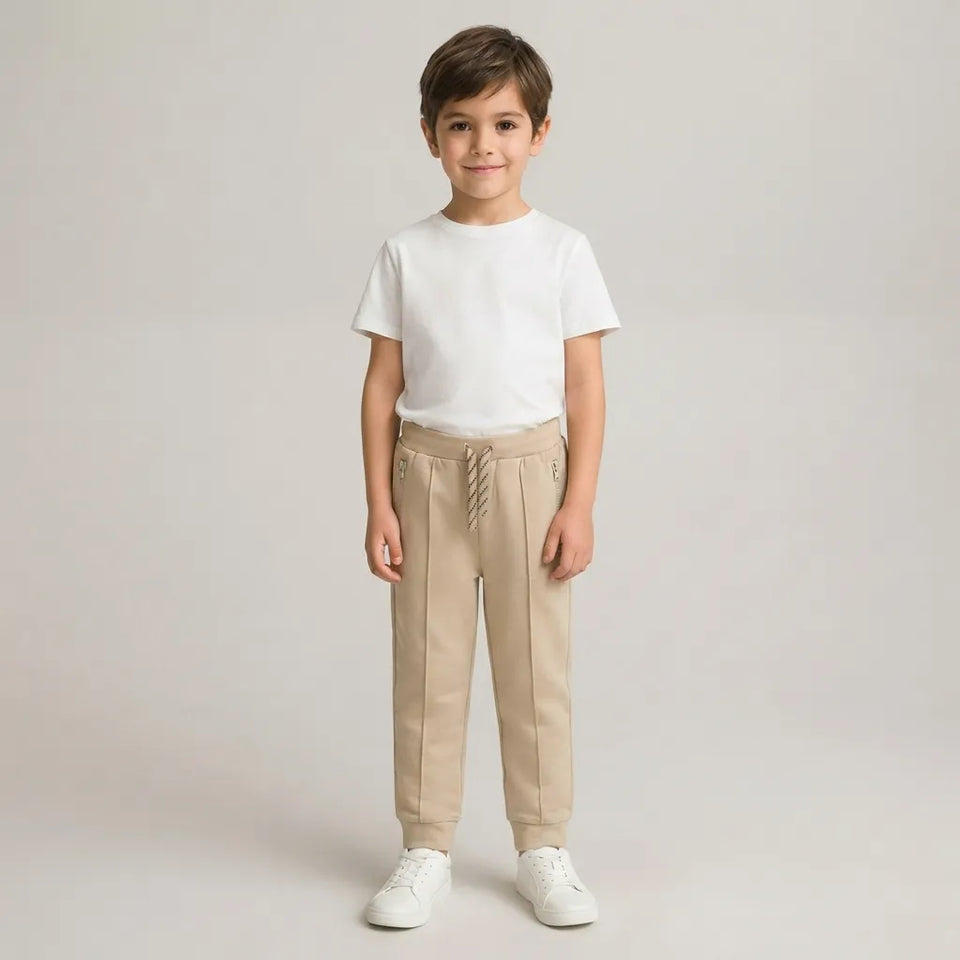 Sinsay Boy's Beige Zipper Pocket Jogger Sweatpants