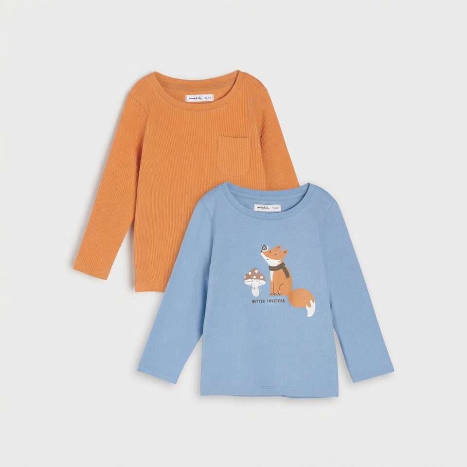 Sinsay Baby Boy's Blue & Orange 2-Pack Crewneck Blouse