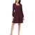 Frye Women's Burgundy Ribbed Long Sleeve Square Neck Dress
