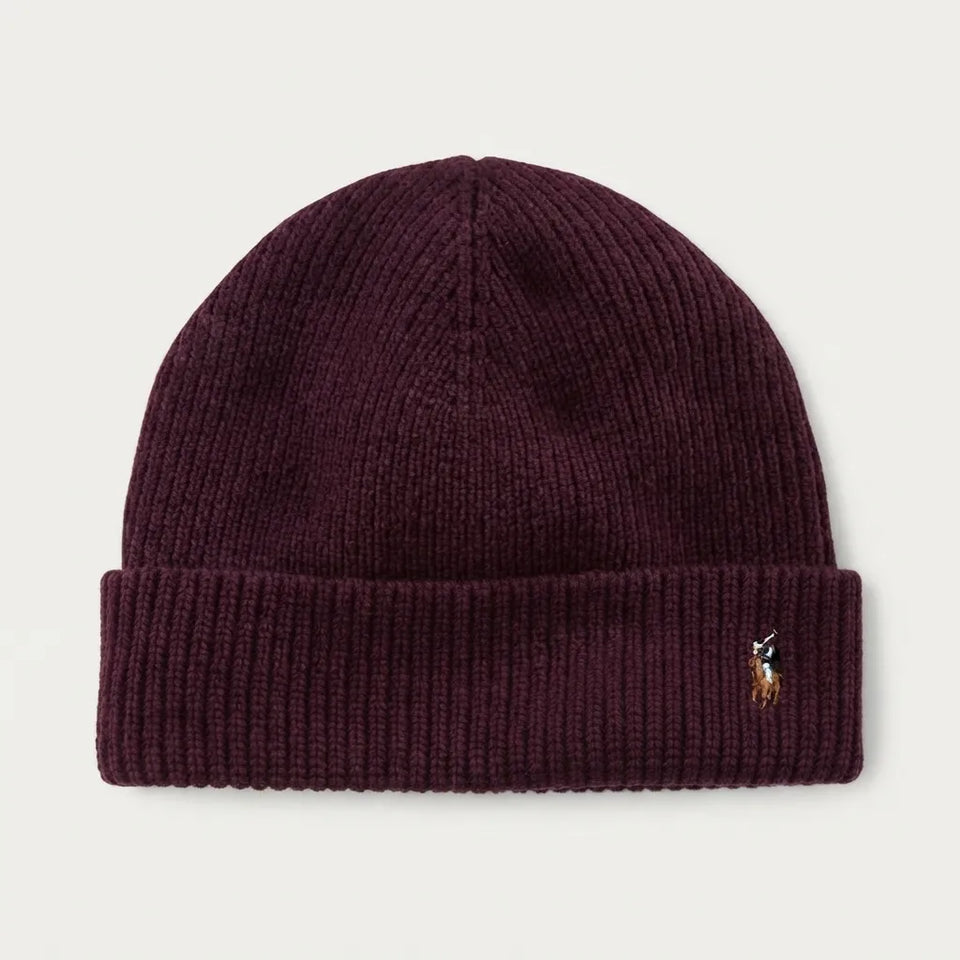 Polo Ralph Lauren Men's Burgundy Merino Wool Cuff Beanie