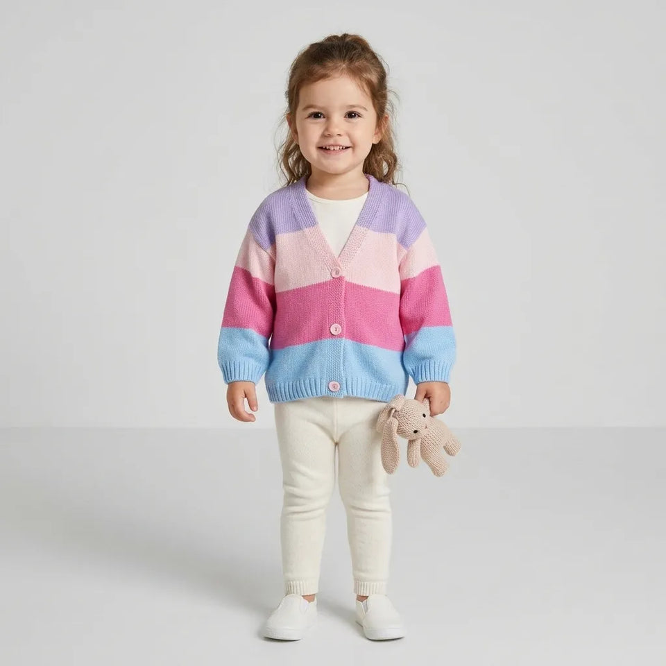 Sinsay Baby Girl's Multicolored Stripes Knitted Cardigan