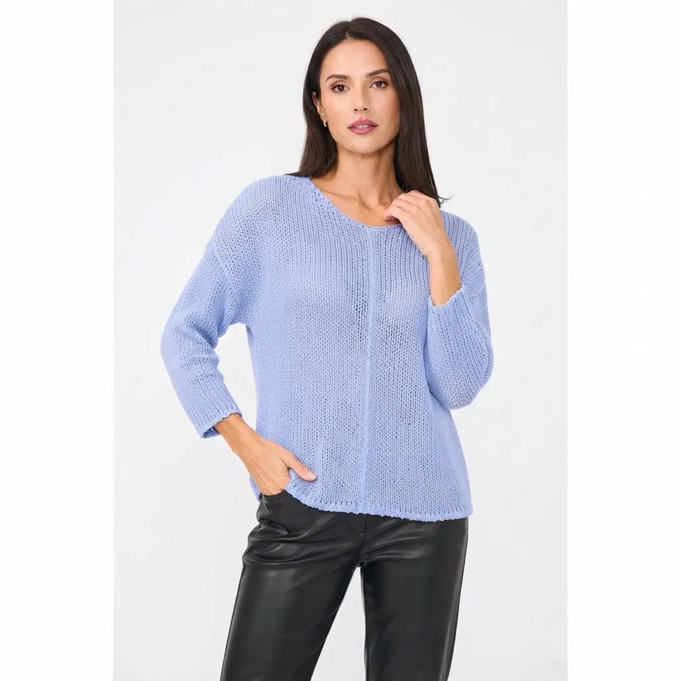 Vince Camuto Women's Blue Seam Open Stitch Sweater
