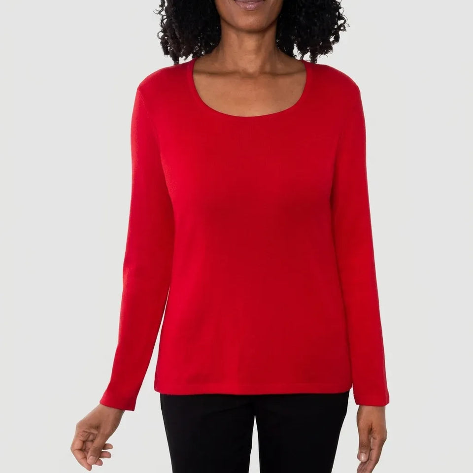 Mario Serrani Women's Red Long Sleeve Knit Blouse