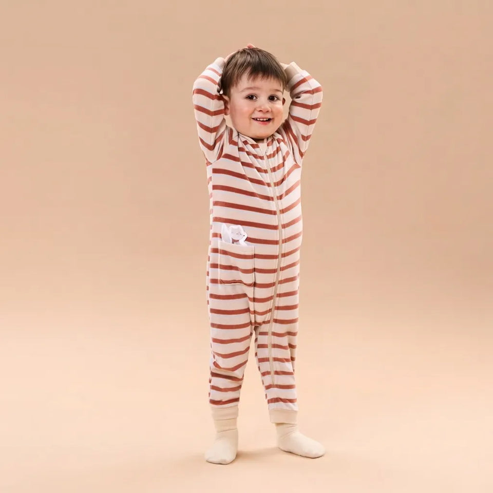 Sinsay Baby Boy's Cream & Red Striped Side Pocket Overall